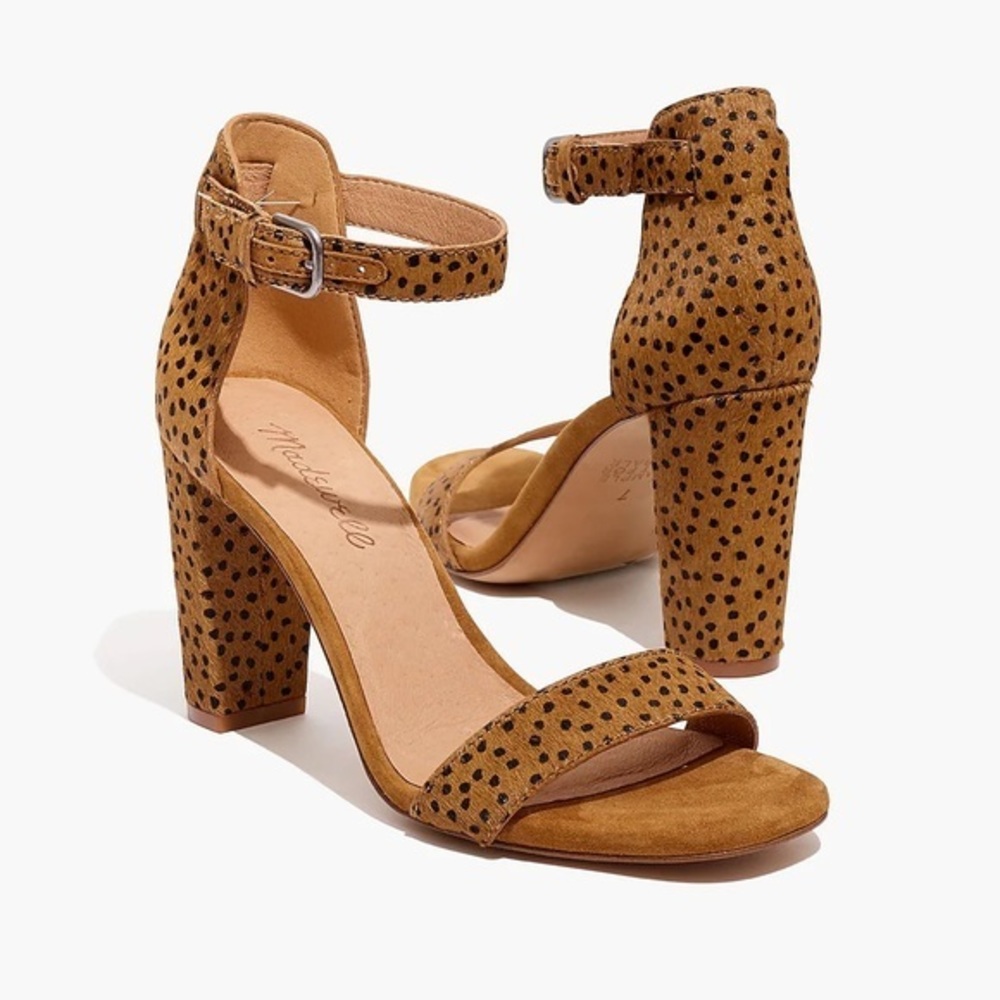 Madewell The Brooke Ankle-Strap Sandal in Spot Dot Calf Hair 7 1/2